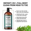 Men's 3-in-1 Wash, Moisturizing Shampoo, Conditioner, and Body Wash for Men, Suitable for All Skin and Hair Types, 32oz - Abbot Kinney Apothecary (Tea Tree)  2 Pack view 3