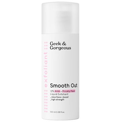 Geek & Gorgeous  Smooth Out  12% AHA Exfoliating Liquid with Glycolic & Lactic Acid  For Smoother, Refined-Looking Skin  With Nopal Cactus Extract  3.38 oz