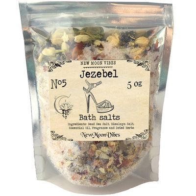 Jezebel Essential Oils Herbal Spell Ritual Bath Salts with Real Herbs Botanicals Infused Manifest Power Love Business Attract Wealthy Lover Invigorate Sex Appeal Attractiveness Sugar Daddy