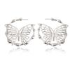 Aksod Butterfly Dangle Earrings Silver Circle DOP Earrings Chunky Statement Ear Jewelry for Women and Girls (Style B) view 2