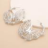 Aksod Butterfly Dangle Earrings Silver Circle DOP Earrings Chunky Statement Ear Jewelry for Women and Girls (Style B) view 3
