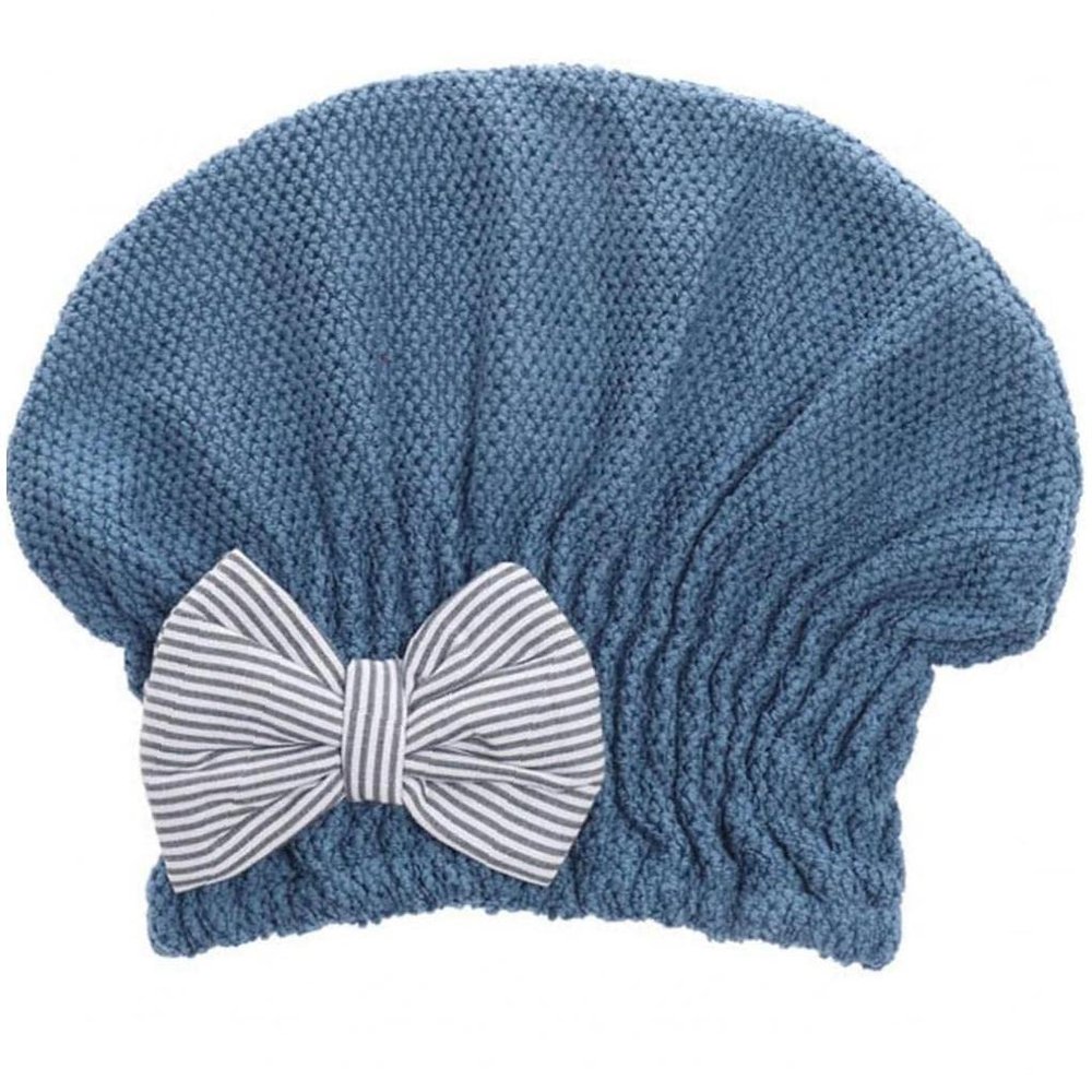 1pc Dry Hair Cap Cute Bowknot Hair Drying Turban Coral Super Absorbent Shower Bath Spa Cap Blue