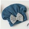 1pc Dry Hair Cap Cute Bowknot Hair Drying Turban Coral Super Absorbent Shower Bath Spa Cap Blue view 3