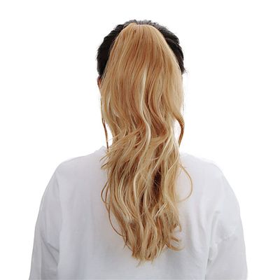 18" Synthetic Claw Clip In Ponytail Hair Extensions Blonde Long Wavy Jaw Ponytail Tail Extension Drawstring Wrap Around HPP006F 16-21inches