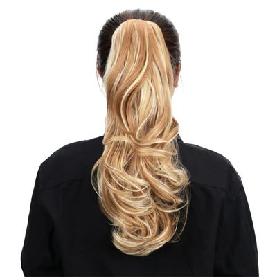 18" Synthetic Claw Clip In Ponytail Hair Extensions Blonde Long Wavy Jaw Ponytail Tail Extension Drawstring Wrap Around HPP002F 16-21inches