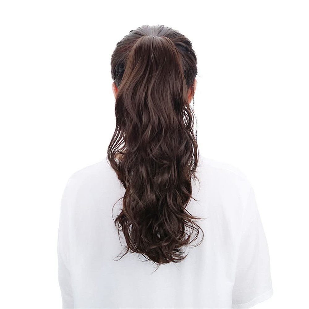 18" Synthetic Claw Clip In Ponytail Hair Extensions Blonde Long Wavy Jaw Ponytail Tail Extension Drawstring Wrap Around HPP006B 16-21inches