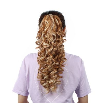 18" Synthetic Claw Clip In Ponytail Hair Extensions Blonde Long Wavy Jaw Ponytail Tail Extension Drawstring Wrap Around HPP005F 16-21inches