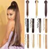 34Inch Wrap Around Hair Extensions Long Straight Ponytail Hair Heat Resistant Clip In Drawstring Ponytail Hairpieces For Women SI66-12 34inches view 2