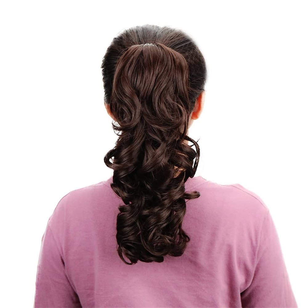 18" Synthetic Claw Clip In Ponytail Hair Extensions Blonde Long Wavy Jaw Ponytail Tail Extension Drawstring Wrap Around HPP001B 16-21inches
