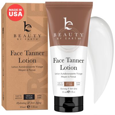 Face Tanner - USA Made with Natural & Organic Ingredients, Gradual Facial Self Tanner Lotion for Natural-Looking Fake Tan & Streak-Free Natural Glow