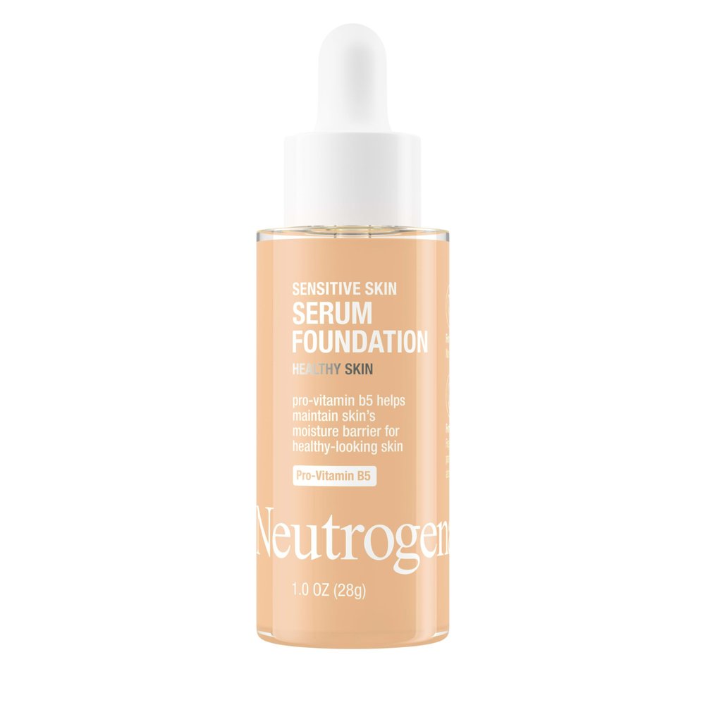 Neutrogena Healthy Skin Sensitive Skin Serum Foundation with Pro-Vitamin B5, Color Correcting & Pore Minimizing Liquid Foundation & Face Serum, Buildable Coverage, Light/Medium 02, 1 oz