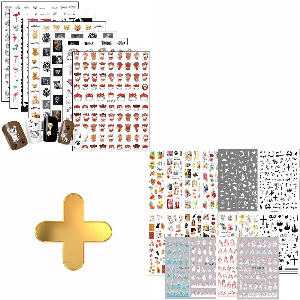 8 Sheets Animal Nail Art Stickers with 18 Sheets Colorful Nail Art Stickers