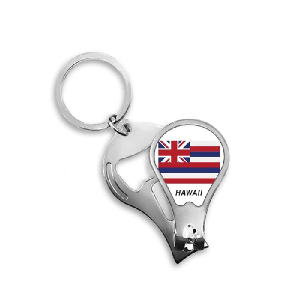 American State Flag Contour Hawaii Fingernail Clipper Cutter Opener Key Chain Scissor