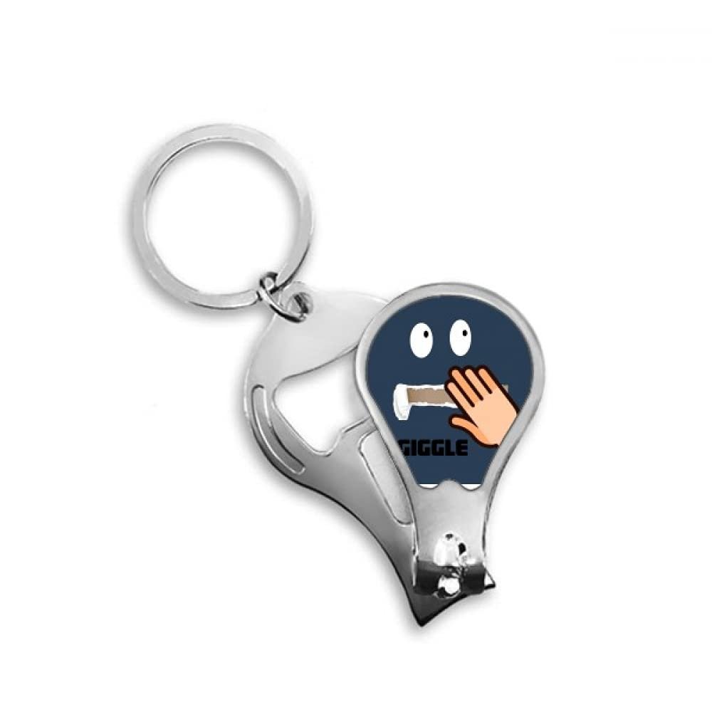 Blue Emotion Giggle Hand Cover Fingernail Clipper Cutter Opener Key Chain Scissor