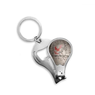 Chinese Paper-Cut Style Red Rooster Potted Mural Fingernail Clipper Cutter Opener Key Chain Scissor