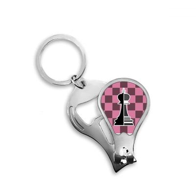 Checkerboard King Black Word Chess Fingernail Clipper Cutter Opener Key Chain Scissor