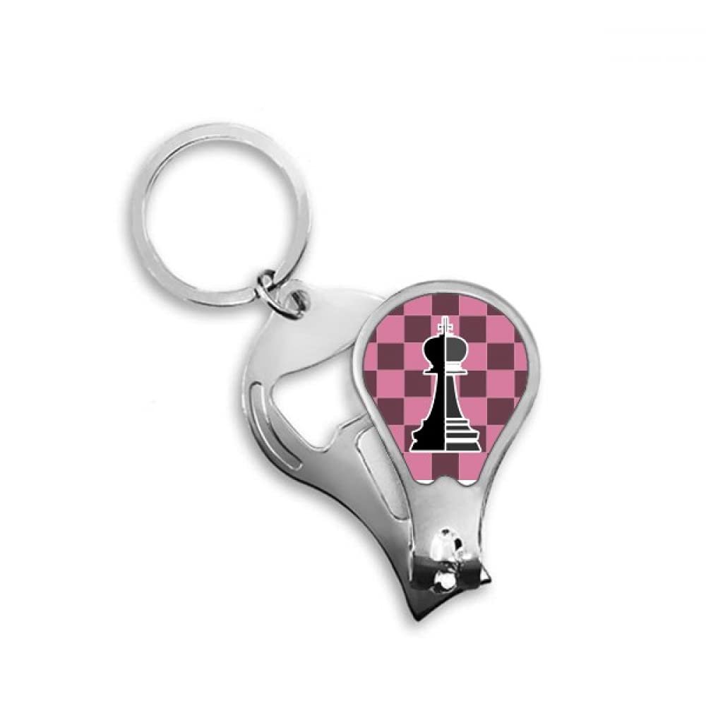 Checkerboard King Black Word Chess Fingernail Clipper Cutter Opener Key Chain Scissor
