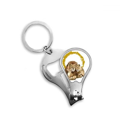 Feline Lions Ferocious Ring Fingernail Clipper Cutter Opener Key Chain Scissor