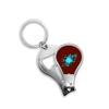 Blue Ink Drops Splattering Carnival Fingernail Clipper Cutter Opener Key Chain Scissor view 1