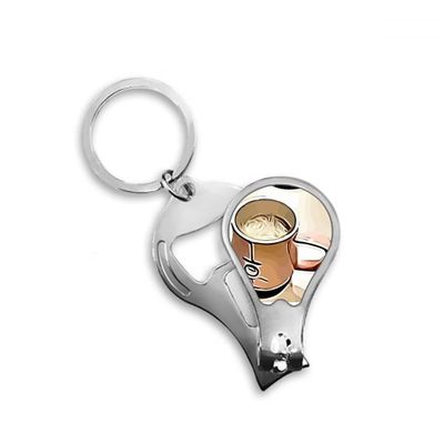 Effect Outline Mellow Drink Milk Tea Fingernail Clipper Cutter Opener Key Chain Scissor