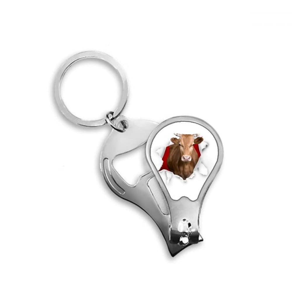 Animal Paper Break Shocks Bulls Fingernail Clipper Cutter Opener Key Chain Scissor