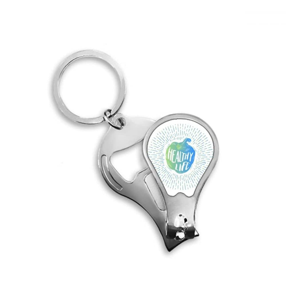 Green Pepper Healthy Living Line Fingernail Clipper Cutter Opener Key Chain Scissor