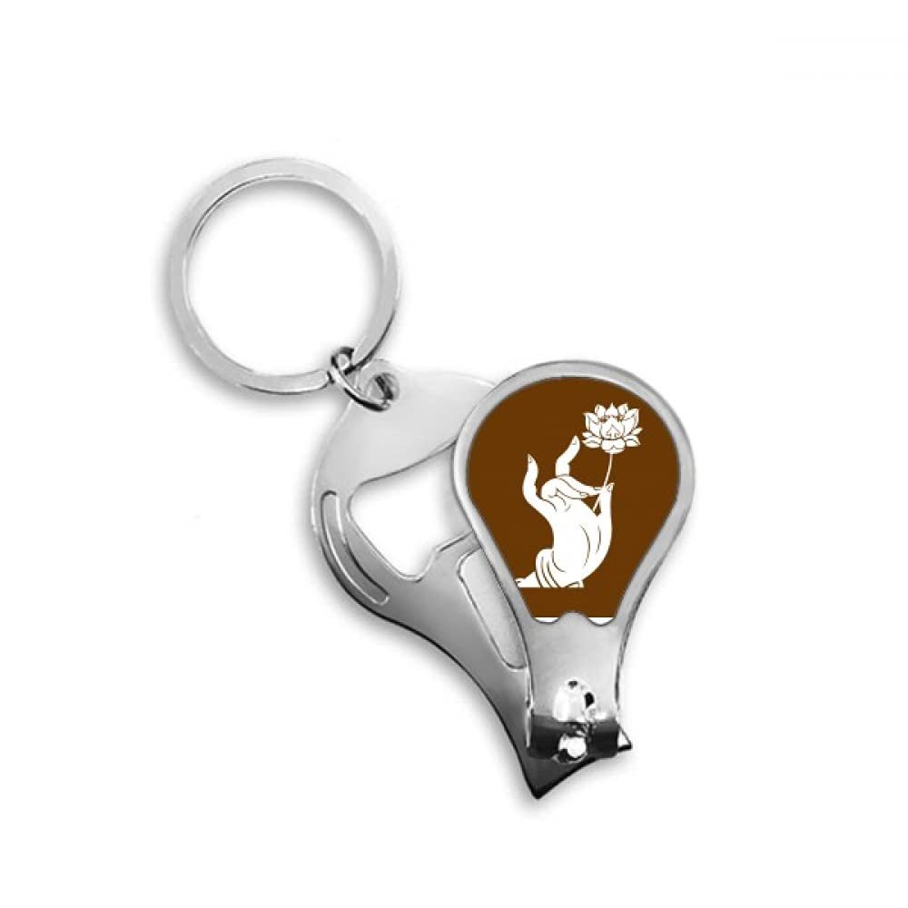 Guanyin Pinch Lotus Pure Meditation Fingernail Clipper Cutter Opener Key Chain Scissor