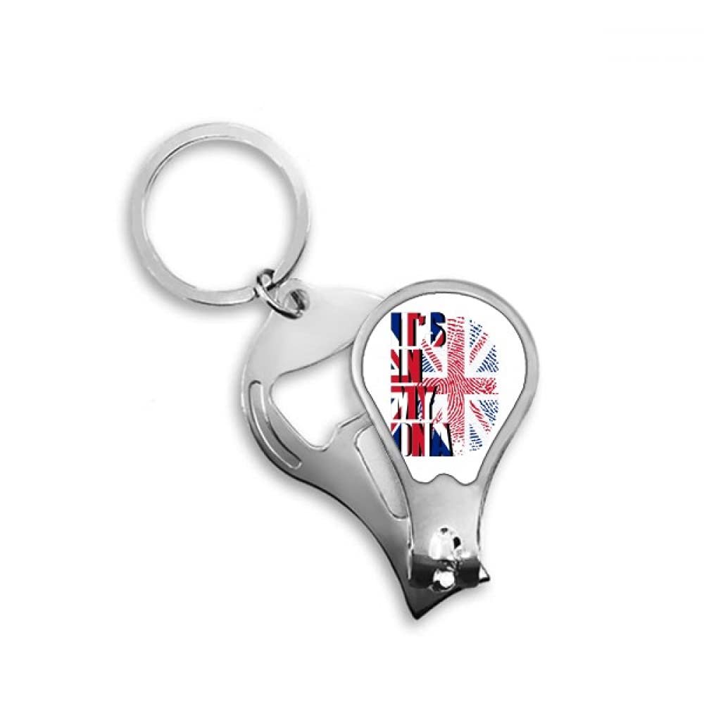 British Flag Fingerprint Gene Fingernail Clipper Cutter Opener Key Chain Scissor