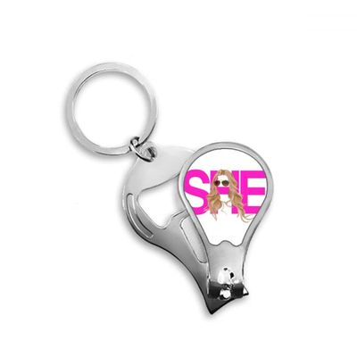 Her Women Glasses Gold Art Deco Fashion Fingernail Clipper Cutter Opener Key Chain Scissor
