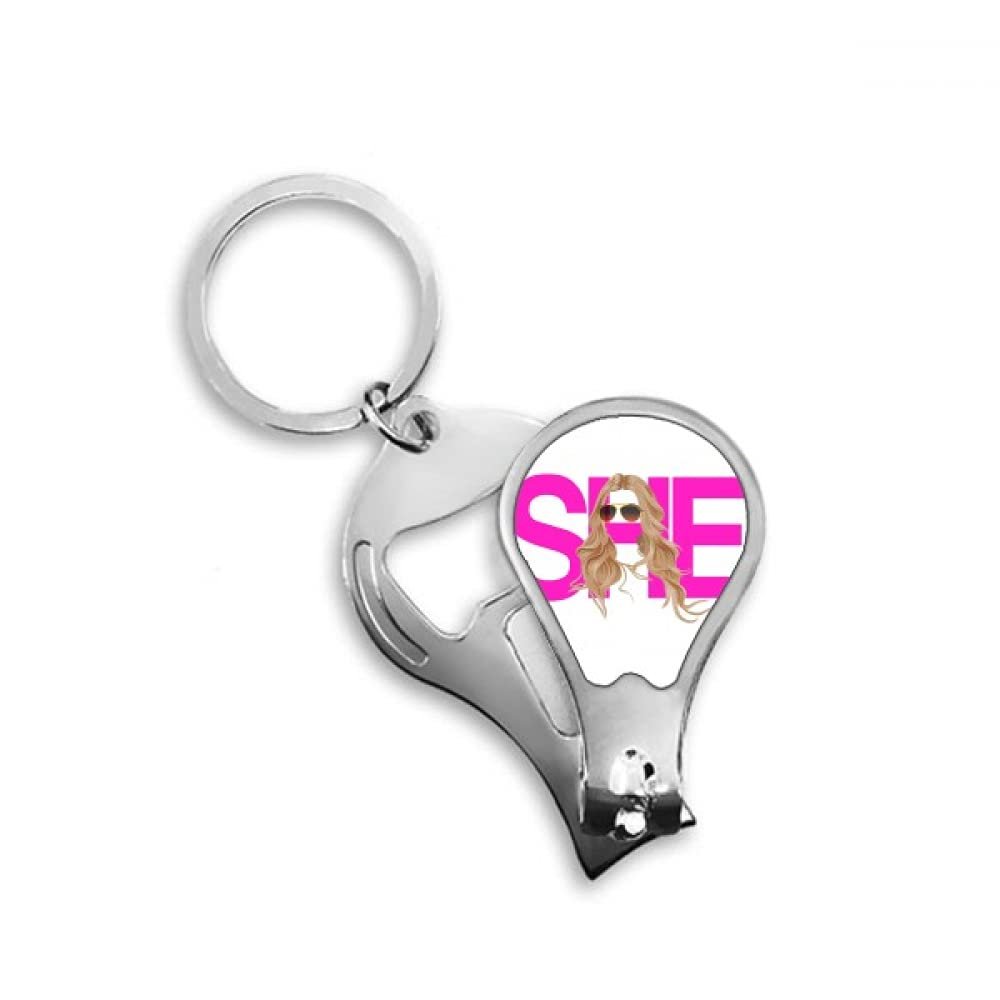 Her Women Glasses Gold Art Deco Fashion Fingernail Clipper Cutter Opener Key Chain Scissor