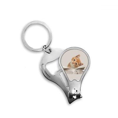 Cat Pet Newspaper Read Art Deco Fashion Fingernail Clipper Cutter Opener Key Chain Scissor