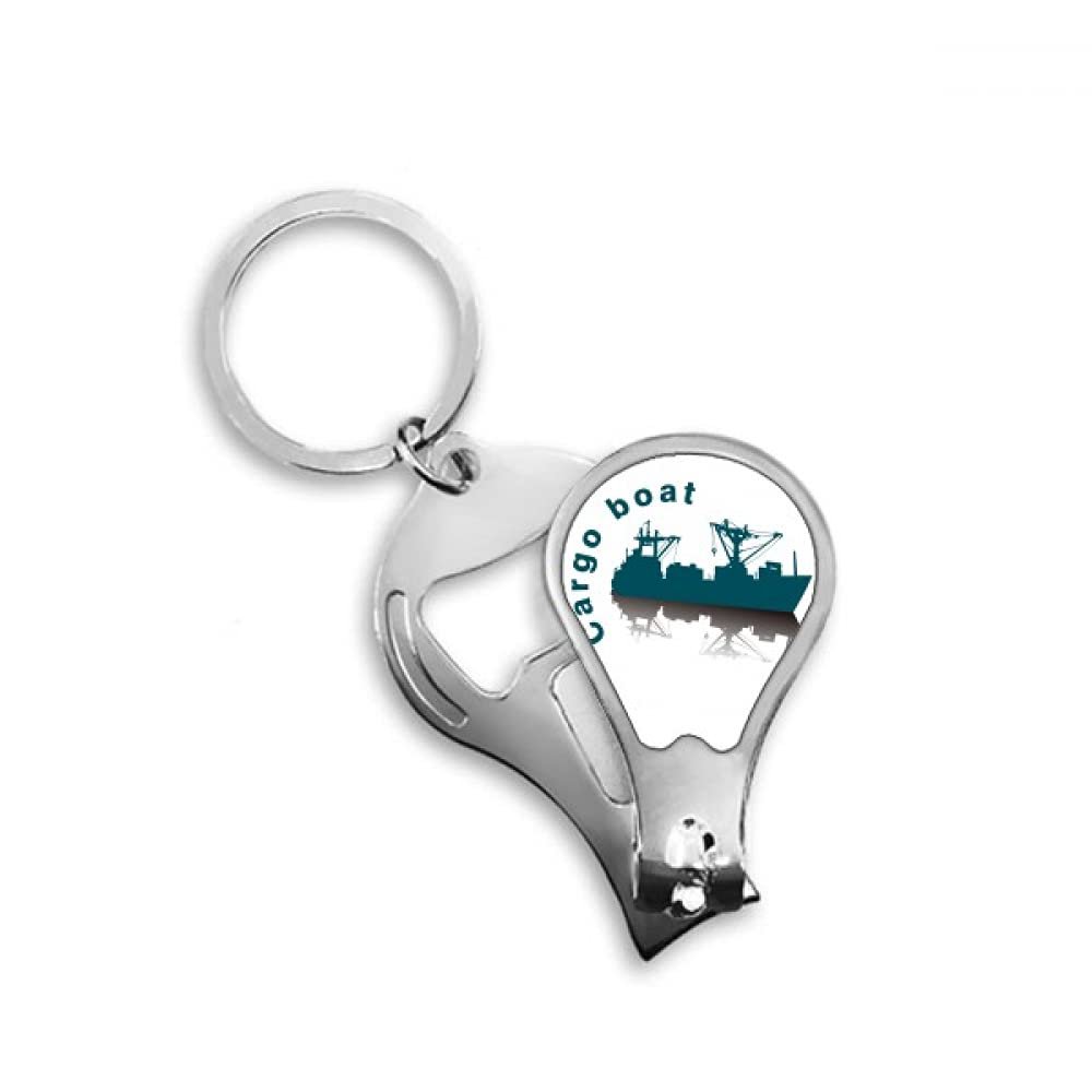 Cargo Ships Navigating Ocean Goods Fingernail Clipper Cutter Opener Key Chain Scissor