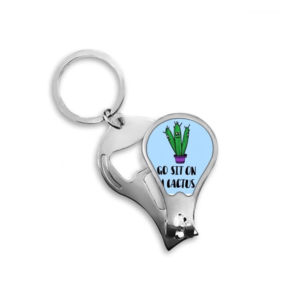 Go Sit On A Cactus Art Deco Fashion Fingernail Clipper Cutter Opener Key Chain Scissor
