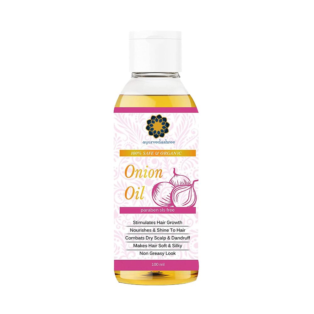 AYURVEDASHREE Hair Oil with Red Onion, Black Seed, Coconut, Almond, and Sesame - 100 Ml 3.38 fl oz - Natural Ingredients, Healthy Scalp, Shine, and Growth Support