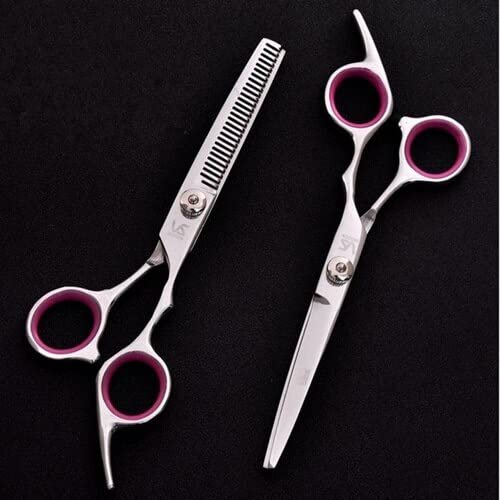 Hair Cutting Scissors, 6 inch Cutting Thinning Styling Tool Hair Scissors Stainless Steel Salon Hairdressing Shears Regular Flat Teeth Blades BY ZZYY (Color : Two Scissors)