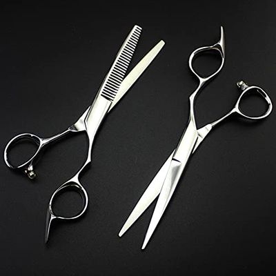 Hair Cutting Scissors, Professional Japan 440c 6 inch hair scissors set thinning shears scissor makas cutting barber hairdressing scissors BY ZZYY (Color : Set)