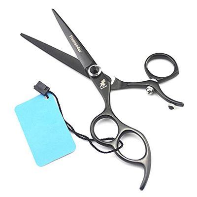 Hair Cutting Scissors, 6.0 inch handles Black Left hand scissors Flat shears Left-handed scissors Special Hairdresser scissors BY ZZYY (Color : Black)