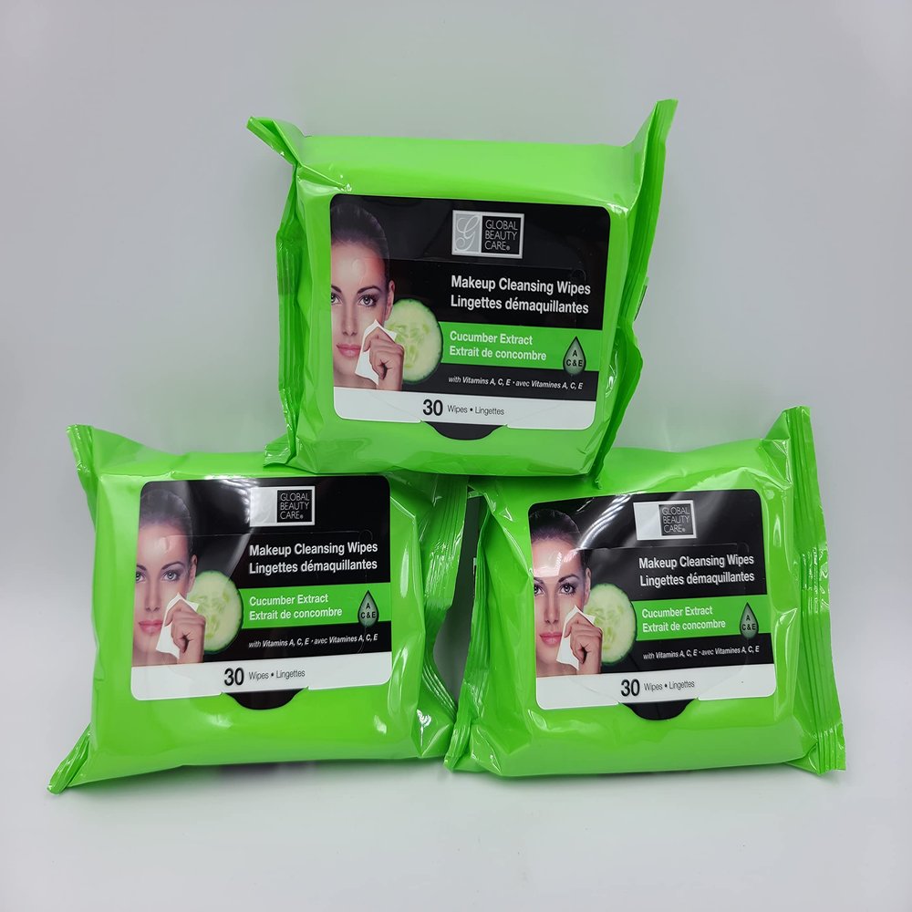 3 Pack of Premium Quality 30 Count Makeup Cleansing Wipes With Cucumber Extract