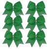 8 Inch Cheerleader Bows Ponytail Holder with Bling Fling Rhinestones Hair Tie Cheerleading Bows 6 Pcs (Green) view 1