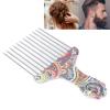 Metal Hair Pick for Afro Hair, Hair Pick Comb Afro Comb for Curly Hair, Afro Picks for Women/Men, Detangle Wig Braid Hair Styling Comb Hairdressing Tool (Waist flower K4) view 3
