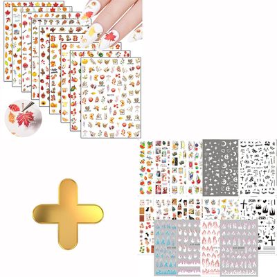 9 Sheets Thanksgiving Nail Art Stickers with 18 Sheets Colorful Nail Art Stickers