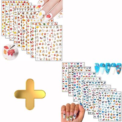 9 Sheets Thanksgiving Nail Art Stickers with 8 Sheets Butterfly Nail Art Stickers