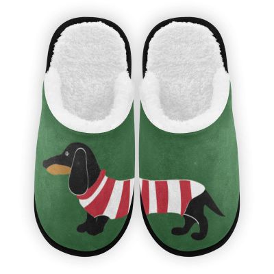 Umidedor Funny Dachshund Dog Slippers For Women Girls, Soft Memory Foam Non-Slip Indoor House Slippers Home Shoes for Bedroom Hotel Travel Spa