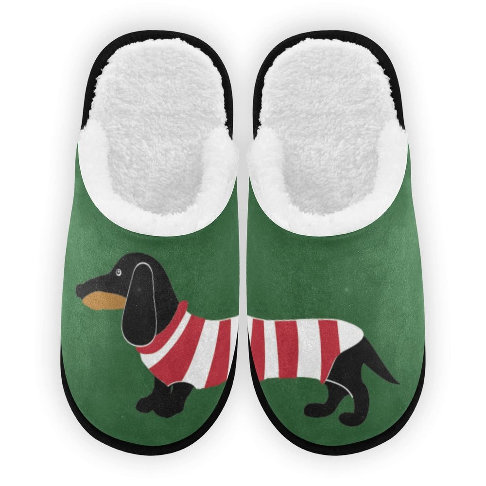 Umidedor Funny Dachshund Dog Slippers For Women Girls, Soft Memory Foam Non-Slip Indoor House Slippers Home Shoes for Bedroom Hotel Travel Spa