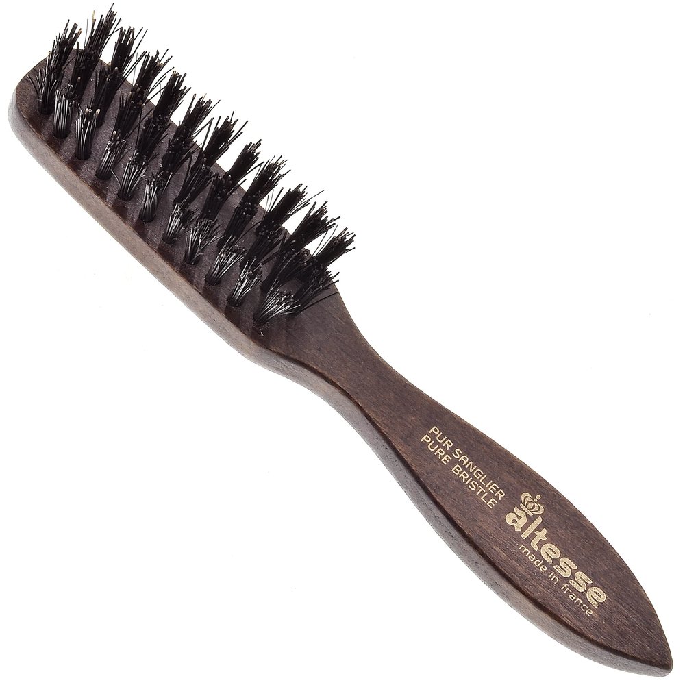 Altesse 320 PM Boar Bristle Beard Brush for Men Beard and Mustache Beard Grooming Kit Dark Beechwood Small Beard Brush Mini with 3 Rows of 100% Firm Boars Hair Beard Brush (5.5") Handmade in France