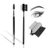 BLEGGEIT Pro Eyebrow Brush and Comb, Metal Eyelash Brush and Eyelash Comb Separator, Steel Brow Brush and Eyebrow Comb Set, Spoolie Brush and Angled Brow Brush, Precision Application, Defining and Shape (2 PCS) view 1