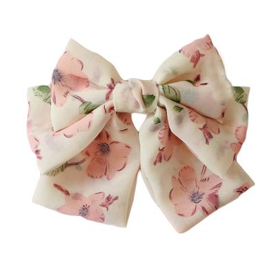 Beautiful Flower Bowknot Hair Barrettes Handmade Chiffon Hair Clip for Women Girls