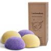 myHomeBody Natural Konjac Facial Sponges - for Gentle Face Cleansing and Exfoliation - with Lavender Purple and Turmeric Yellow, Set of 4 view 1