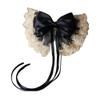 Black Vintage Lace Large Bowknot French Barrettes Handmade Chiffon Hair Clip with Ribbon view 1