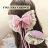 Black Vintage Lace Large Bowknot French Barrettes Handmade Chiffon Hair Clip with Ribbon view 2